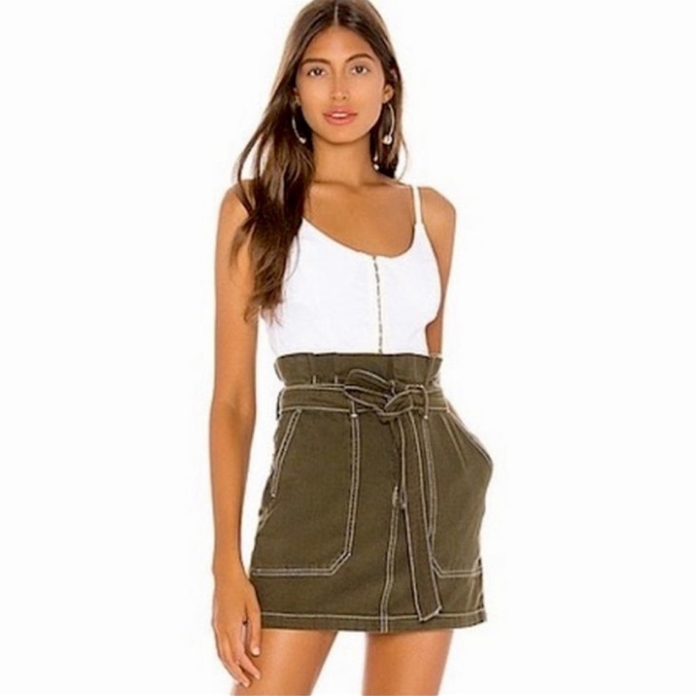 Free People Khaki Mini Skirt